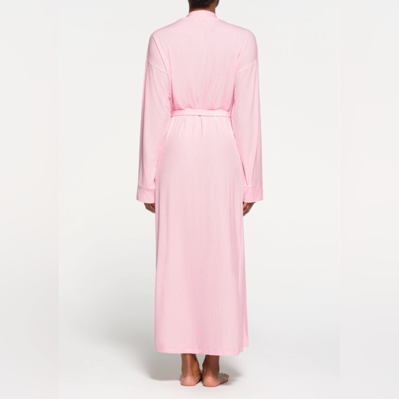 SKIMS Valentine’s Cherry Blossom Pink Soft Lounge Long Robe Medium Rib M NWT New - Picture 5 of 15